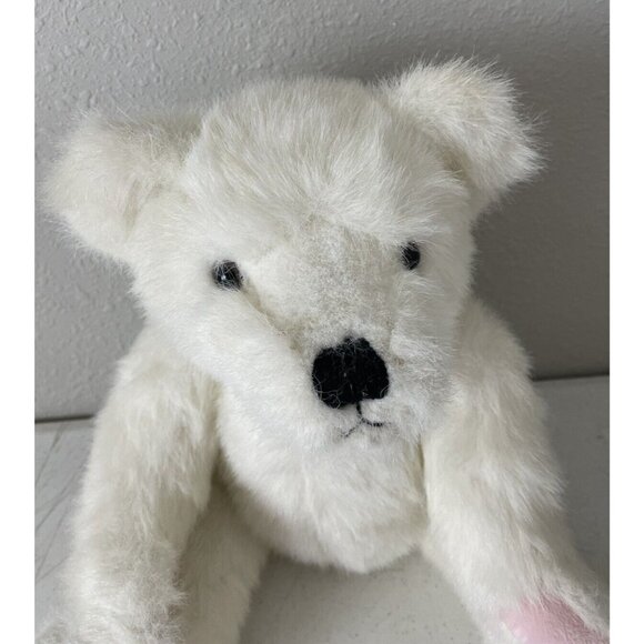 Vintage PBC International Teddy Bear Stuffed Plush White 18” Jointed Pink Paws - Picture 7 of 9